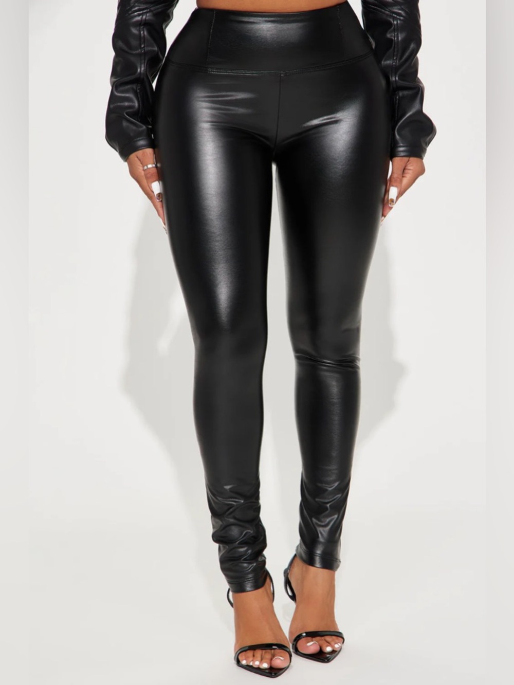 High-Waist Black Faux Leather Leggings